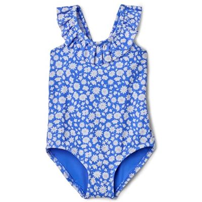 Amazon Mädchen Einteiliger Badeanzug mit Rüschenbesatz , Blau Streublumen, 9 Jahre Amazon Mädchen Einteiliger Badeanzug mit Rüschenbesatz , Blau Streublumen, 9 Jahre