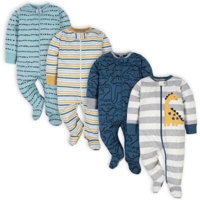 Gerber Baby-Jungen 4er-Pack Sleep'N Play Strampler und Kleinkind-Schlafanzüge, Dinosaurierblau, 3–6 Monate Gerber Baby-Jungen 4er-Pack Sleep'N Play Strampler und Kleinkind-Schlafanzüge, Dinosaurierblau, 3–6 Monate