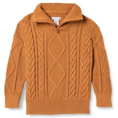 Amazon Jungen Zopfstrickpullover mit Viertel-Reißverschluss und lockerer Passform, Karamell, 4 Jahre Amazon Jungen Zopfstrickpullover mit Viertel-Reißverschluss und lockerer Passform, Karamell, 4 Jahre