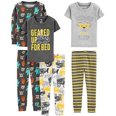 Simple Joys by Carter's Jungen 6-teiliges Schlafanzug-Set, eng anliegend, 3er-Pack, Dunkelgrau Monster/Grau Helden/Weiß Lkws/Streifen, 4 Jahre Simple Joys by Carter's Jungen 6-teiliges Schlafanzug-Set, eng anliegend, 3er-Pack, Dunkelgrau Monster/Grau Helden/Weiß Lkws/Streifen, 4 Jahre