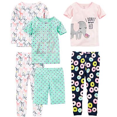 Simple Joys by Carter's Mädchen 6-teiliges Schlafanzug-Set, eng anliegend, 3er-Pack, Grün Punkte/Marineblau Donut/Rosa Elefant/Weiß Zebra, 4 Jahre Simple Joys by Carter's Mädchen 6-teiliges Schlafanzug-Set, eng anliegend, 3er-Pack, Grün Punkte/Marineblau Donut/Rosa Elefant/Weiß Zebra, 4 Jahre