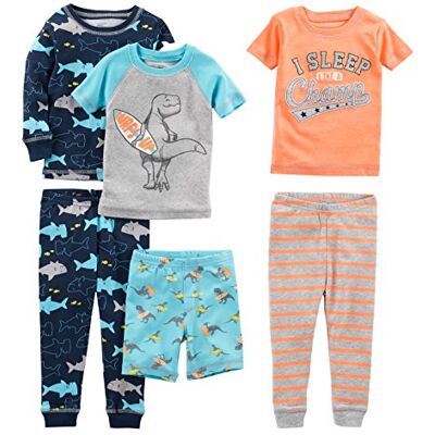 Simple Joys by Carter's Jungen 6-teiliges Schlafanzug-Set, eng anliegend, 3er-Pack, Dinosaurier/Haifisch/Streifen/Surfer, 4 Jahre Simple Joys by Carter's Jungen 6-teiliges Schlafanzug-Set, eng anliegend, 3er-Pack, Dinosaurier/Haifisch/Streifen/Surfer, 4 Jahre
