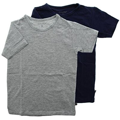 MINYMO 2er Pack Kinder Jungen T-Shirt, Kurzarm, Alter 3-4 Jahre, Größe: 104, Farbe: Dunkelblau und Grau, 3932 MINYMO 2er Pack Kinder Jungen T-Shirt, Kurzarm, Alter 3-4 Jahre, Größe: 104, Farbe: Dunkelblau und Grau, 3932