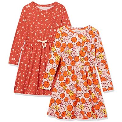 Amazon Mädchen Langärmeliges T-Shirt-Kleid, Elastische Taille, Orange Ditsy/Rosa Floral, 3 Jahre Amazon Mädchen Langärmeliges T-Shirt-Kleid, Elastische Taille, Orange Ditsy/Rosa Floral, 3 Jahre