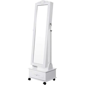 SONGMICS Schmuckschrank mit Rollen und LED Beleuchtung abschließbar, weiß, JBC61W SONGMICS Schmuckschrank mit Rollen und LED Beleuchtung abschließbar, weiß, JBC61W