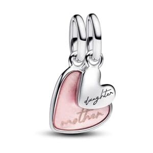 PANDORA Moments Teilbarer Mutter & Tochter Charm-Anhänger aus Sterling Silber, Kompatibel Me und Moments Armbändern, 793766C01 PANDORA Moments Teilbarer Mutter & Tochter Charm-Anhänger aus Sterling Silber, Kompatibel Me und Moments Armbändern, 793766C01