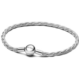 PANDORA Moments Runder Verschluss Gedrehtes Schlangen-Gliederarmband aus Sterling-Silber, Kompatibel Moments, Größe: 21 cm, 593757C00-21 PANDORA Moments Runder Verschluss Gedrehtes Schlangen-Gliederarmband aus Sterling-Silber, Kompatibel Moments, Größe: 21 cm, 593757C00-21