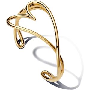 PANDORA Essence Organisch Geformtes Herz Armreif aus Sterling Silber mit vergoldeter Metalllegierung, Größe: 17cm, 563808C00-1 PANDORA Essence Organisch Geformtes Herz Armreif aus Sterling Silber mit vergoldeter Metalllegierung, Größe: 17cm, 563808C00-1