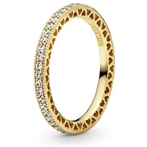 PANDORA Funkeln und Herzen Ring aus 14 Karat vergoldeter Metalllegierung mit Zirkonia kombinierbar mit Schmuck Signature Kollektion Größe: 54 PANDORA Funkeln und Herzen Ring aus 14 Karat vergoldeter Metalllegierung mit Zirkonia kombinierbar mit Schmuck Signature Kollektion Größe: 54