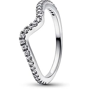 PANDORA Funkelnde Welle Ring aus Sterlingsilber mit Zirkonia in der Farbe Silber, Timeless Collection, Gr.58, 192539C01-58 PANDORA Funkelnde Welle Ring aus Sterlingsilber mit Zirkonia in der Farbe Silber, Timeless Collection, Gr.58, 192539C01-58