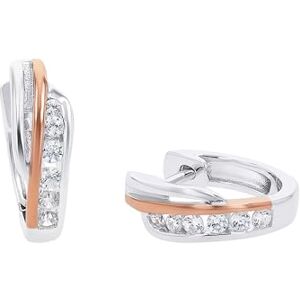 Amor Creolen 925 Sterling Silber Damen Ohrschmuck, mit Zirkonia synth., 1,2 cm, Bicolor, Kommt in Schmuck Geschenk Box, 2026218 Amor Creolen 925 Sterling Silber Damen Ohrschmuck, mit Zirkonia synth., 1,2 cm, Bicolor, Kommt in Schmuck Geschenk Box, 2026218