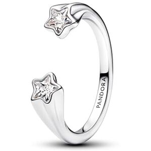 PANDORA Moments Sternschnuppen Offener Ring aus Sterling Silber mit Zirkonia, Größe: 52, 193582C01-52 PANDORA Moments Sternschnuppen Offener Ring aus Sterling Silber mit Zirkonia, Größe: 52, 193582C01-52