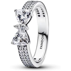 PANDORA Timeless Funkelnde Schleife Doppelreihiger Ring aus Sterling Silber mit Zirkonia, Größe: 52, 193552C01-52 PANDORA Timeless Funkelnde Schleife Doppelreihiger Ring aus Sterling Silber mit Zirkonia, Größe: 52, 193552C01-52