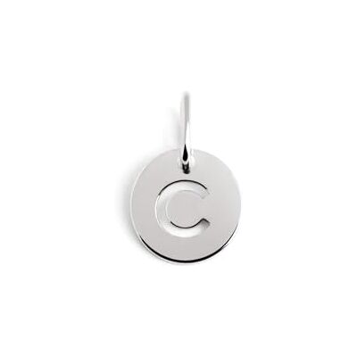 SINGULARU Mini Medallion Letter. Sterlingsilber mit Rhodium-Beschichtung. Schmuck für Damen. Buchstabe C. SINGULARU Mini Medallion Letter. Sterlingsilber mit Rhodium-Beschichtung. Schmuck für Damen. Buchstabe C.