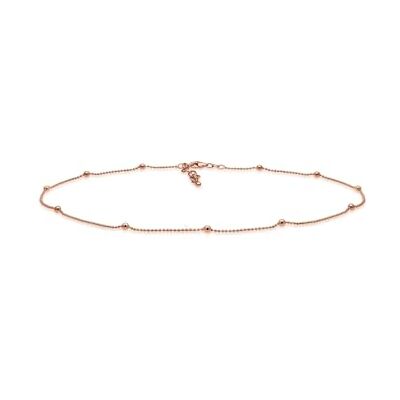 Elli Choker Kette Damen Silber 925 Rosé 18K Vergoldet Kugel Schmuck Geschenke für Frauen Halskette Mädchen Mama Freundin, Silberkette Länge 36 cm Elli Choker Kette Damen Silber 925 Rosé 18K Vergoldet Kugel Schmuck Geschenke für Frauen Halskette Mädchen Mama Freundin, Silberkette Länge 36 cm