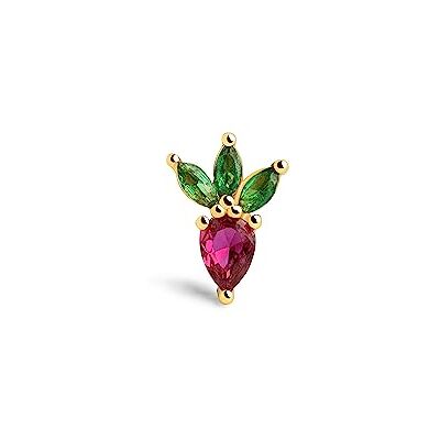 SINGULARU Einzelner Ohrring Tropical Strawberry. Sterlingsilber mit 18 kt Goldbeschichtung. Schmuck für Damen. SINGULARU Einzelner Ohrring Tropical Strawberry. Sterlingsilber mit 18 kt Goldbeschichtung. Schmuck für Damen.