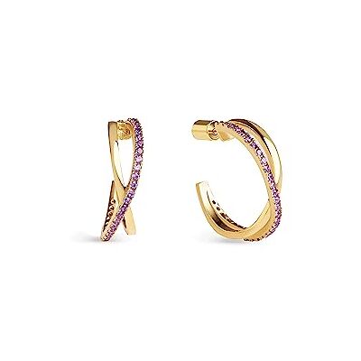 SINGULARU X Lavande Creolen. Messing mit 18 Kt Vergoldeter Beschichtung und Zirkonia. Schmuck für Damen. SINGULARU X Lavande Creolen. Messing mit 18 Kt Vergoldeter Beschichtung und Zirkonia. Schmuck für Damen.