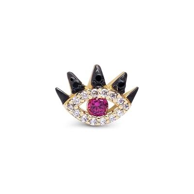 SINGULARU Einzelner Ohrring Eye Colors. Messing mit 18 kt Goldbeschichtung und Zirkonia. Schmuck für Damen. SINGULARU Einzelner Ohrring Eye Colors. Messing mit 18 kt Goldbeschichtung und Zirkonia. Schmuck für Damen.