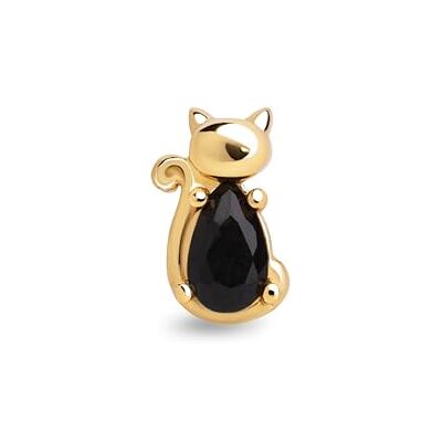 SINGULARU Einzelner Ohrring Cat Black. Sterlingsilber mit 18 kt Gold Beschichtung und Zirkonia. Schmuck für Damen SINGULARU Einzelner Ohrring Cat Black. Sterlingsilber mit 18 kt Gold Beschichtung und Zirkonia. Schmuck für Damen