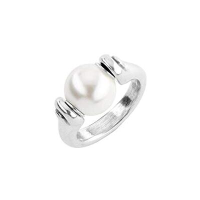Uno de 50 Ring aus Metall, beschichtet mit Sterlingsilber und synthetischer Perle. Uno de 50 Ring aus Metall, beschichtet mit Sterlingsilber und synthetischer Perle.