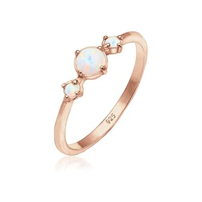 Elli Ring Damen Band Geo Vintage Trend mit Synthetischem Opal 925 Silber Elli Ring Damen Band Geo Vintage Trend mit Synthetischem Opal 925 Silber