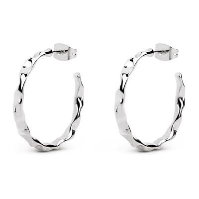 SINGULARU Lake Creolen. Messing mit Rhodium-Beschichtung. Schmuck für Damen. SINGULARU Lake Creolen. Messing mit Rhodium-Beschichtung. Schmuck für Damen.