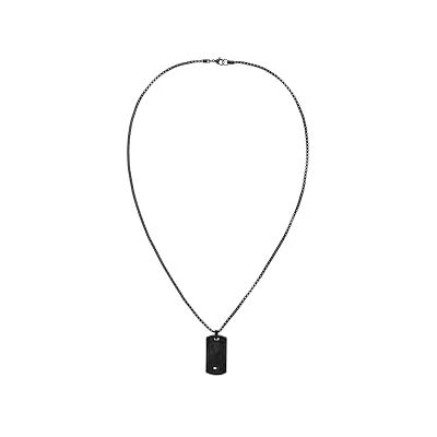 Tommy Hilfiger Jewelry Halskette mit Anhänger für Herren in Schwarzem Edelstahl mit einer Gravierten Platte 2790629 Tommy Hilfiger Jewelry Halskette mit Anhänger für Herren in Schwarzem Edelstahl mit einer Gravierten Platte 2790629