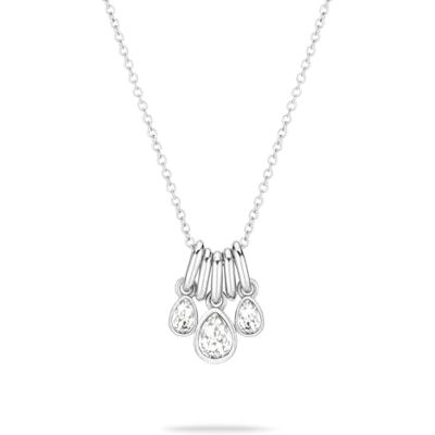 Echtzeit Halskette Like Diamonds 45 cm, silber glänzender Edelstahl verstellbare Kette mit Zirkonia tropfenförmige Anhänger wasserfest & hautfreundlich Echtzeit Halskette Like Diamonds 45 cm, silber glänzender Edelstahl verstellbare Kette mit Zirkonia tropfenförmige Anhänger wasserfest & hautfreundlich