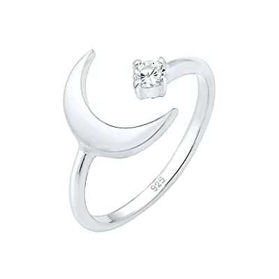 Elli Ring Damen Halbmond Astro mit Zirkonia Kristallen in 925 Sterling Silber Elli Ring Damen Halbmond Astro mit Zirkonia Kristallen in 925 Sterling Silber