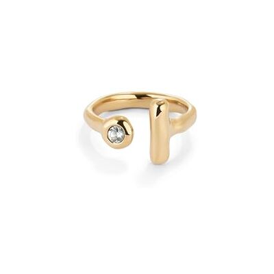 Uno de 50 Offener Ring, 18 Karat vergoldet, mit weißem Topas Uno de 50 Offener Ring, 18 Karat vergoldet, mit weißem Topas