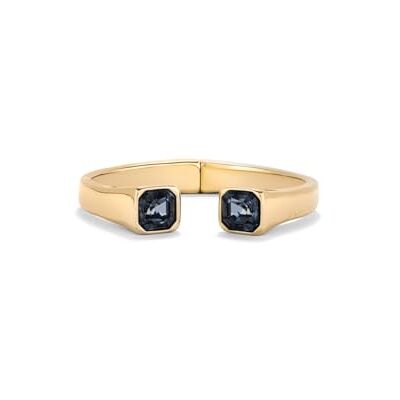 Uno de 50 Ring aus Metalllegierung, 18 K vergoldet, mit Facettiertem Kristall, Schwarz an den Enden, Grande, Gold, Kein Edelstein Uno de 50 Ring aus Metalllegierung, 18 K vergoldet, mit Facettiertem Kristall, Schwarz an den Enden, Grande, Gold, Kein Edelstein