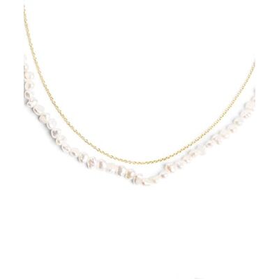 SINGULARU Pearl Chain Halskette. Edelstahl mit 18 Kt Vergoldeter Beschichtung und Zuchtperle. Schmuck für Damen. SINGULARU Pearl Chain Halskette. Edelstahl mit 18 Kt Vergoldeter Beschichtung und Zuchtperle. Schmuck für Damen.