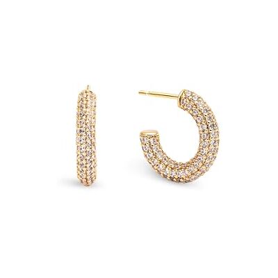 SINGULARU Life Creolen Ohrringe. Messing mit 18 Kt Vergoldeter Beschichtung und Zirkonia. Schmuck für Damen. SINGULARU Life Creolen Ohrringe. Messing mit 18 Kt Vergoldeter Beschichtung und Zirkonia. Schmuck für Damen.