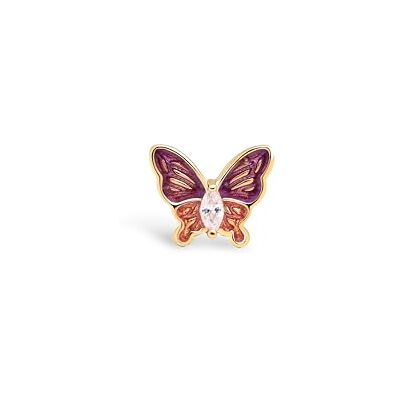 SINGULARU Einzelner Ohrring Butterfly Rose. Messing mit 18 kt Goldbeschichtung, Emaille und Zirkonia. Schmuck für Damen. SINGULARU Einzelner Ohrring Butterfly Rose. Messing mit 18 kt Goldbeschichtung, Emaille und Zirkonia. Schmuck für Damen.