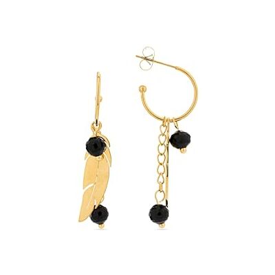 LUXENTER Omka Ohrringe aus Onix, 18 Karat Gelbgold, Único, Messing, Nicht anwendbar LUXENTER Omka Ohrringe aus Onix, 18 Karat Gelbgold, Único, Messing, Nicht anwendbar