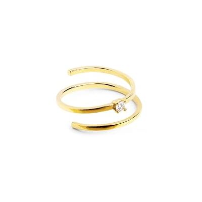 SINGULARU Spiral Spark Ring. Sterlingsilber mit 18 Kt Vergoldeter Beschichtung und Zirkonia. Schmuck für Damen. SINGULARU Spiral Spark Ring. Sterlingsilber mit 18 Kt Vergoldeter Beschichtung und Zirkonia. Schmuck für Damen.