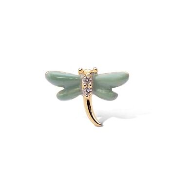 SINGULARU Einzelner Ohrring Libelle. Sterlingsilber mit 18 kt Goldbeschichtung, Emaille und Zirkonia. Schmuck für Damen SINGULARU Einzelner Ohrring Libelle. Sterlingsilber mit 18 kt Goldbeschichtung, Emaille und Zirkonia. Schmuck für Damen