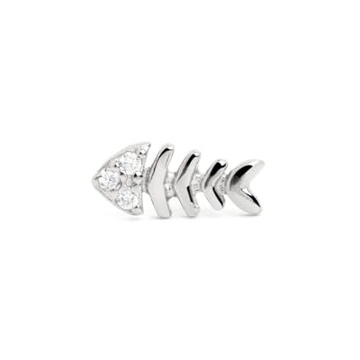 SINGULARU Einzelner Ohrring Fishbone Spark. Sterlingsilber mit Rhodium-Beschichtung. Schmuck für Damen SINGULARU Einzelner Ohrring Fishbone Spark. Sterlingsilber mit Rhodium-Beschichtung. Schmuck für Damen
