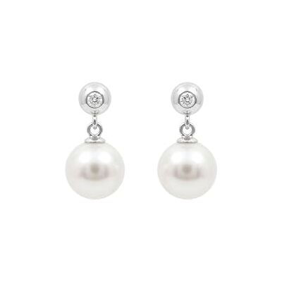 LUXENTER Ohrringe aus Metalllegierung mit weißer Perle, Silber-Finish, weiß, mittelgroße Ohrringe, minimalistischer Stil, Schmuck für Damen Raver LUXENTER Ohrringe aus Metalllegierung mit weißer Perle, Silber-Finish, weiß, mittelgroße Ohrringe, minimalistischer Stil, Schmuck für Damen Raver