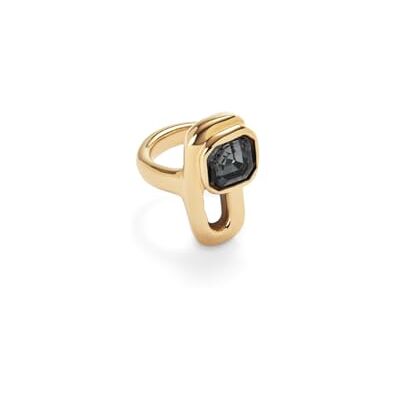 Uno de 50 UNOde50 Ring aus Metalllegierung versilbert mit schwarzem Kristall Uno de 50 UNOde50 Ring aus Metalllegierung versilbert mit schwarzem Kristall