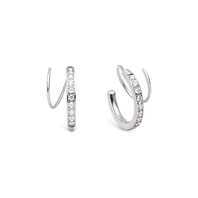 SINGULARU Swirl Ohrringe. Edelstahl mit silberfarbener Beschichtung und Zirkonia. Schmuck für Damen. SINGULARU Swirl Ohrringe. Edelstahl mit silberfarbener Beschichtung und Zirkonia. Schmuck für Damen.