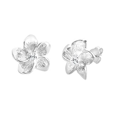 Elli Ohrringe Damen Frangipani Blüte mit Kristalle Blume 925 Silber Elli Ohrringe Damen Frangipani Blüte mit Kristalle Blume 925 Silber