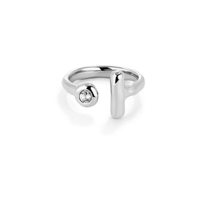 Uno de 50 Offener Ring aus versilbertem Sterlingsilber mit weißem Topas Uno de 50 Offener Ring aus versilbertem Sterlingsilber mit weißem Topas