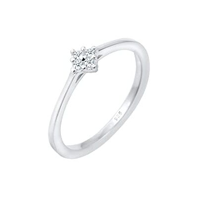 DIAMORE Elli DIAMONDS Ring Damen Verlobung Klassisch mit Diamant (0.06 ct.) in 925 Sterling Silber DIAMORE Elli DIAMONDS Ring Damen Verlobung Klassisch mit Diamant (0.06 ct.) in 925 Sterling Silber