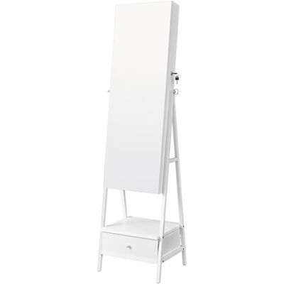 SONGMICS Schmuckschrank mit LED-Beleuchtung, abschließbare Spiegelschrank, Schmuck-Organizer mit Schubladen und Ablagen, Geschenkidee, wolkenweiß JJC025W01 SONGMICS Schmuckschrank mit LED-Beleuchtung, abschließbare Spiegelschrank, Schmuck-Organizer mit Schubladen und Ablagen, Geschenkidee, wolkenweiß JJC025W01