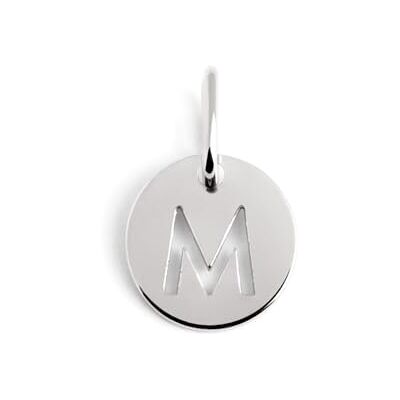 SINGULARU Mini Medallion Letter. Sterlingsilber mit Rhodium-Beschichtung. Schmuck für Damen. Buchstabe M. SINGULARU Mini Medallion Letter. Sterlingsilber mit Rhodium-Beschichtung. Schmuck für Damen. Buchstabe M.