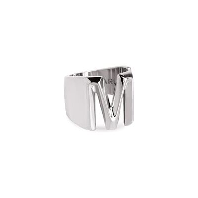 SINGULARU Letter Signet Personalisierter Ring. Messing mit Rhodium-Beschichtung. Schmuck für Damen. Buchstabe M. SINGULARU Letter Signet Personalisierter Ring. Messing mit Rhodium-Beschichtung. Schmuck für Damen. Buchstabe M.