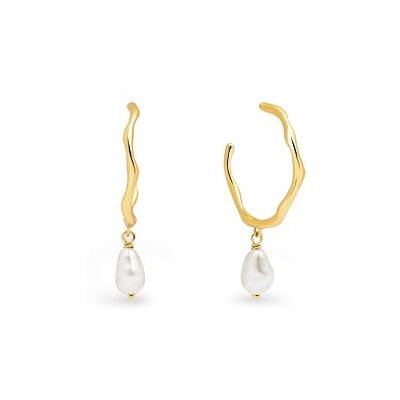 SINGULARU Menorca Pearl Creolen. Messing mit 18 Kt Vergoldeter Beschichtung. Schmuck für Damen. SINGULARU Menorca Pearl Creolen. Messing mit 18 Kt Vergoldeter Beschichtung. Schmuck für Damen.