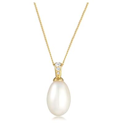 DIAMORE Elli DIAMONDS Halskette Damen Süßwasserzuchtperle mit Diamant in 585 Gelbgold DIAMORE Elli DIAMONDS Halskette Damen Süßwasserzuchtperle mit Diamant in 585 Gelbgold