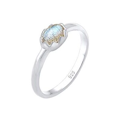Elli Ring Damen Vintage Look Basic mit Labradorit Edelstein in 925 Sterling Silber Elli Ring Damen Vintage Look Basic mit Labradorit Edelstein in 925 Sterling Silber